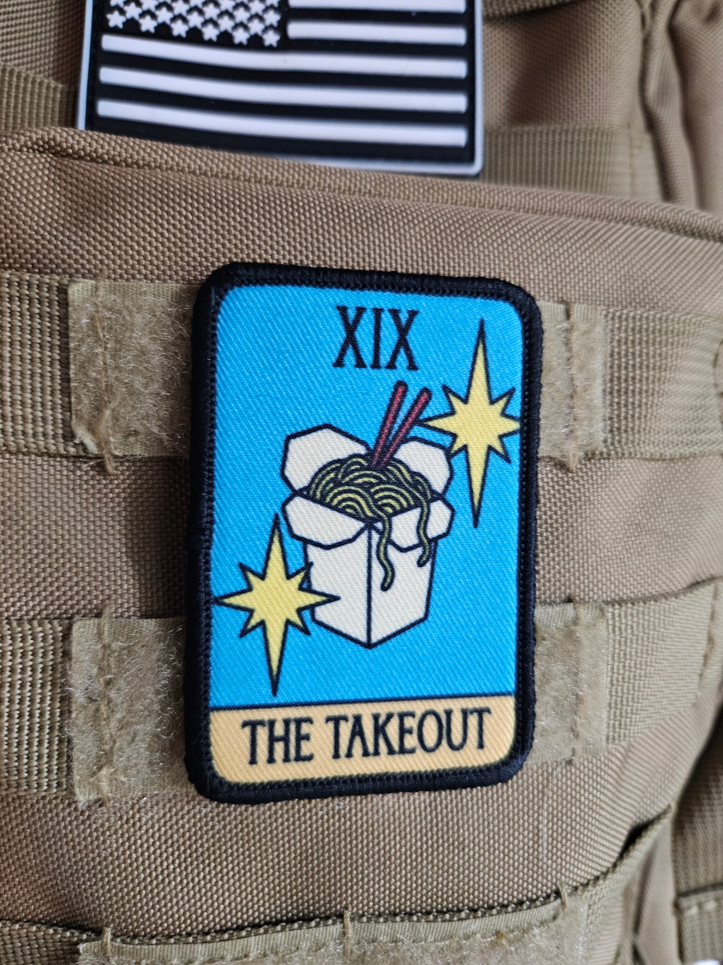 the Chinese Takeout tarot card funny meme 2"x3" morale patch with hook and loop backing education (Copy)
