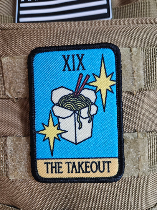 the Chinese Takeout tarot card funny meme 2"x3" morale patch with hook and loop backing education (Copy)
