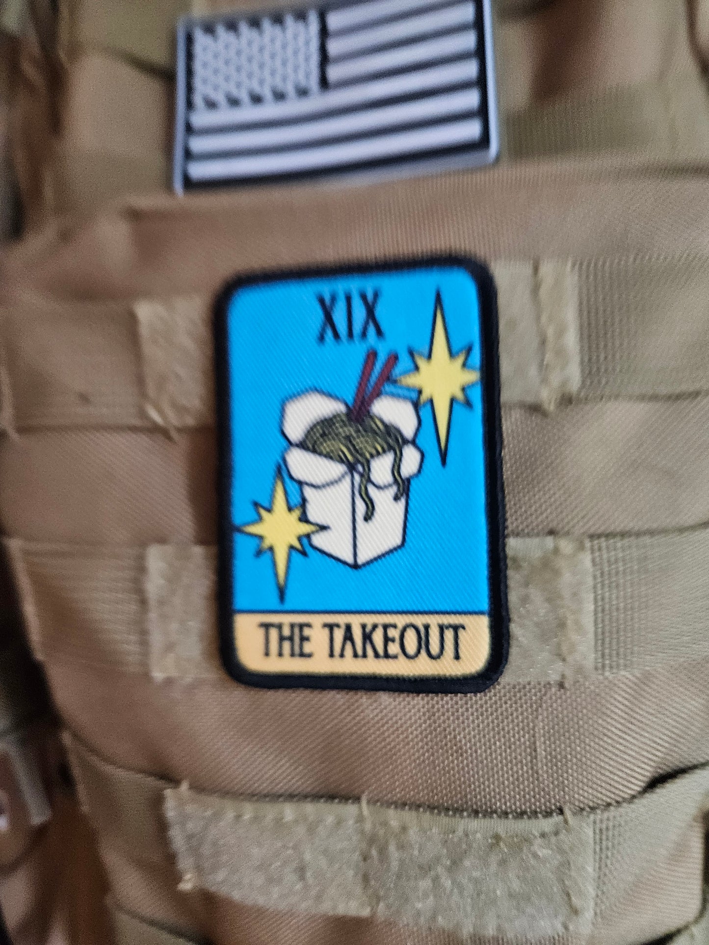 the Chinese Takeout tarot card funny meme 2"x3" morale patch with hook and loop backing education (Copy)