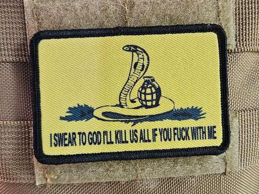 Gadsden flag don't tread parody cobra on me 2"x3" morale patch with hook and loop backing