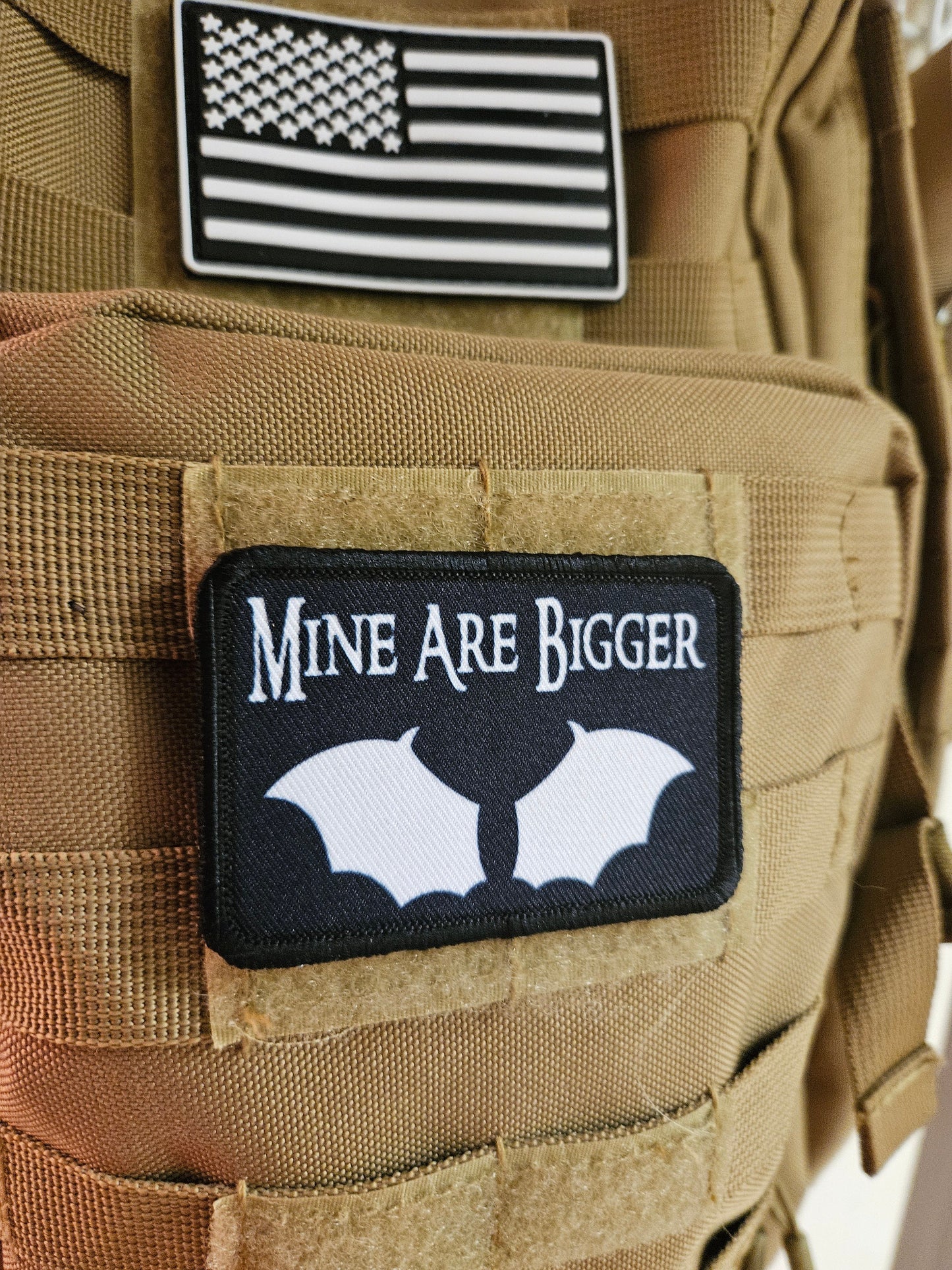Mine are bigger bat wings fae fairy fantasy meme 2"x3" morale patch with hook and loop backing