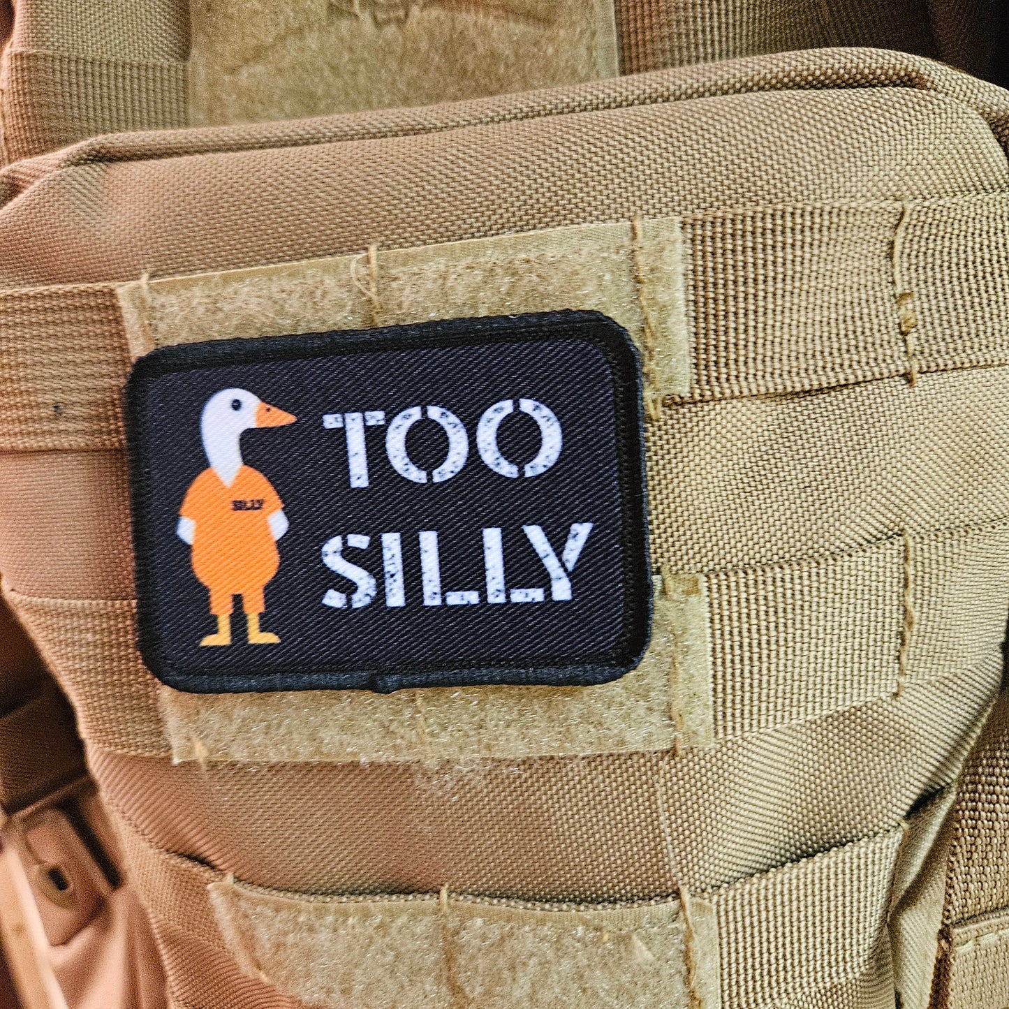 Silly goose was too silly prison meme funny  2"x3" morale patch with hook and loop backing