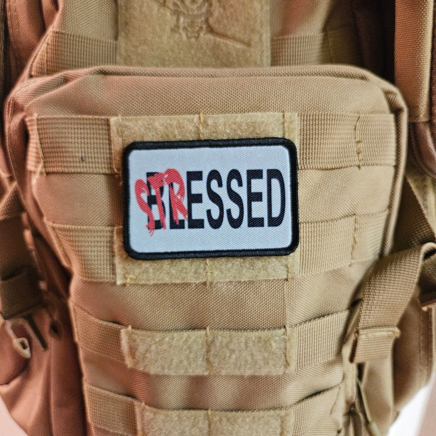 Too stressed to be blessed meme funny  2"x3" morale patch with hook and loop backing