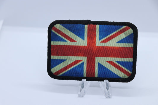 distressed Union Jack UK British flag 2"x3"  removable morale patch with hook and loop backing