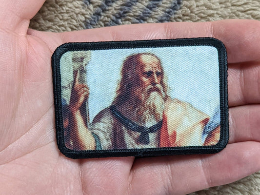 Socrates philosopher The Republic removable patch 2"x3" morale patch with hook and loop backing