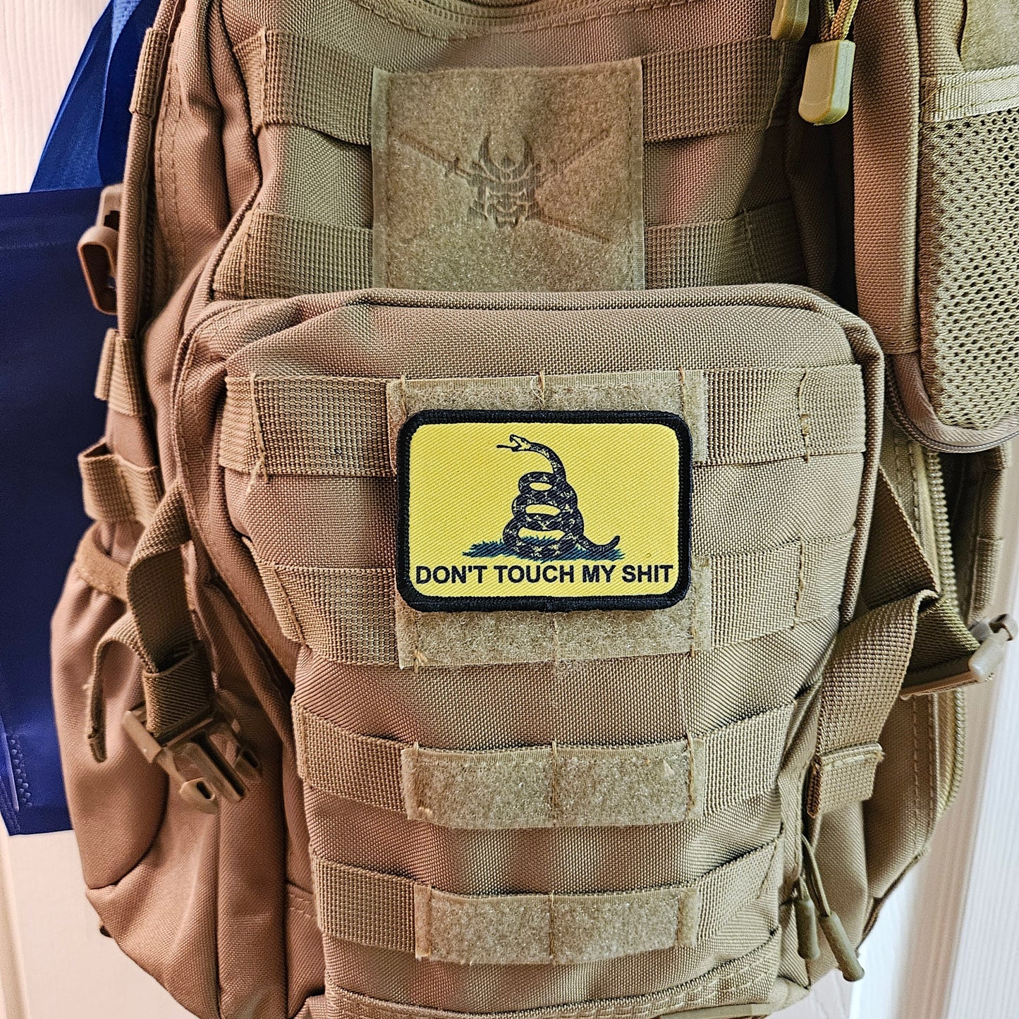 Gadsden flag don't touch my shit meme 2"x3" morale patch with hook and loop backing