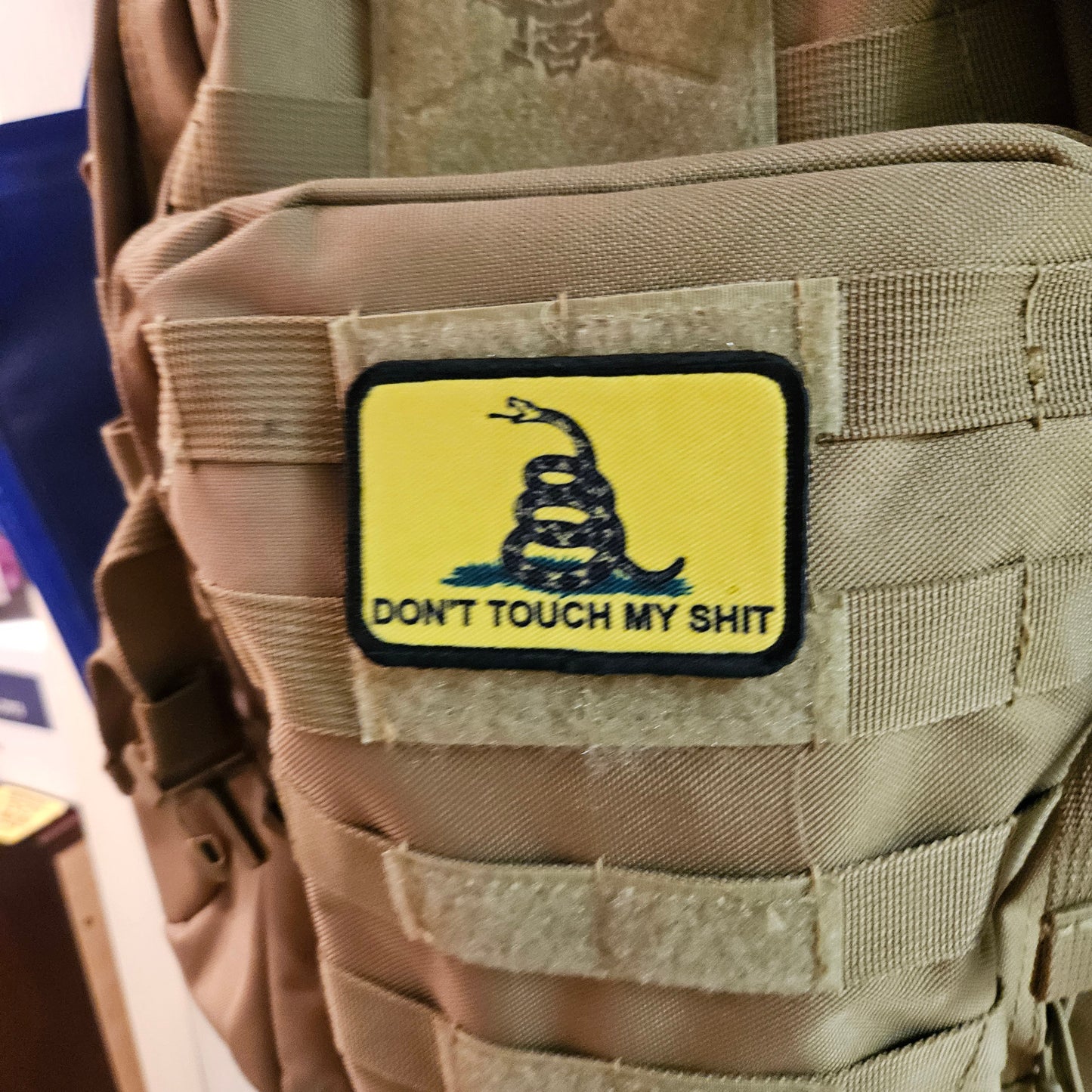 Gadsden flag don't touch my shit meme 2"x3" morale patch with hook and loop backing