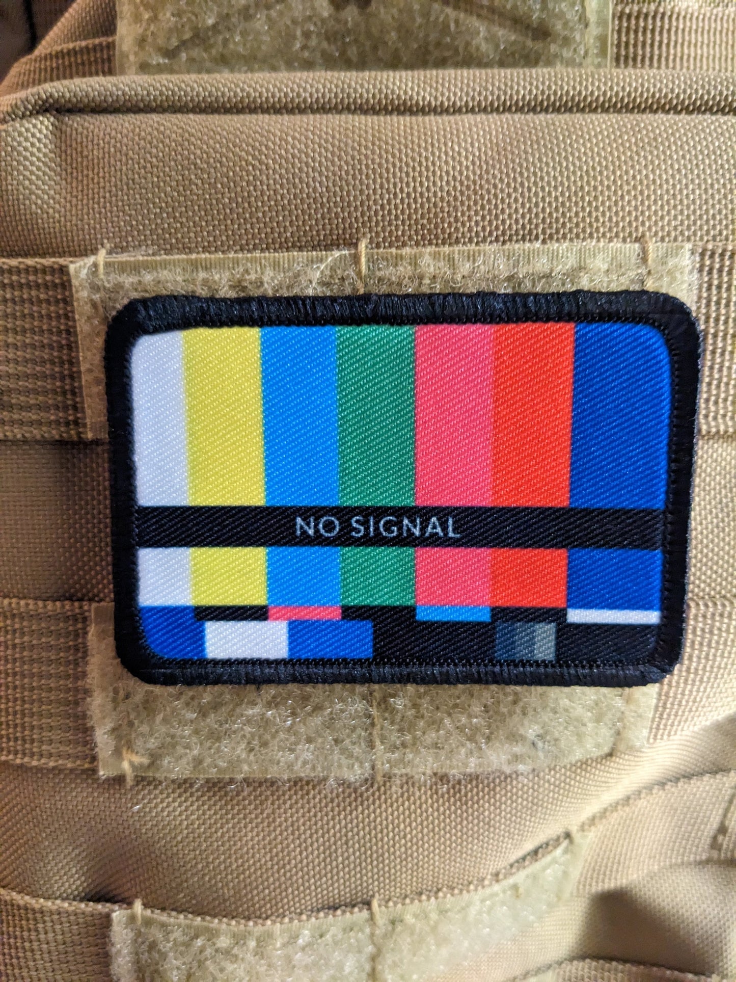 No signal late night tv joke meme  2"x3" morale patch with hook and loop backing
