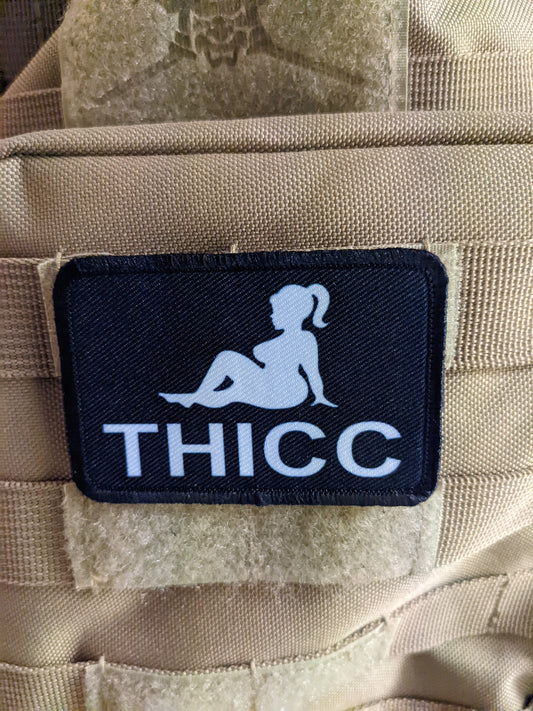 Thicc girls sexy meme funny  2"x3" morale patch with hook and loop backing