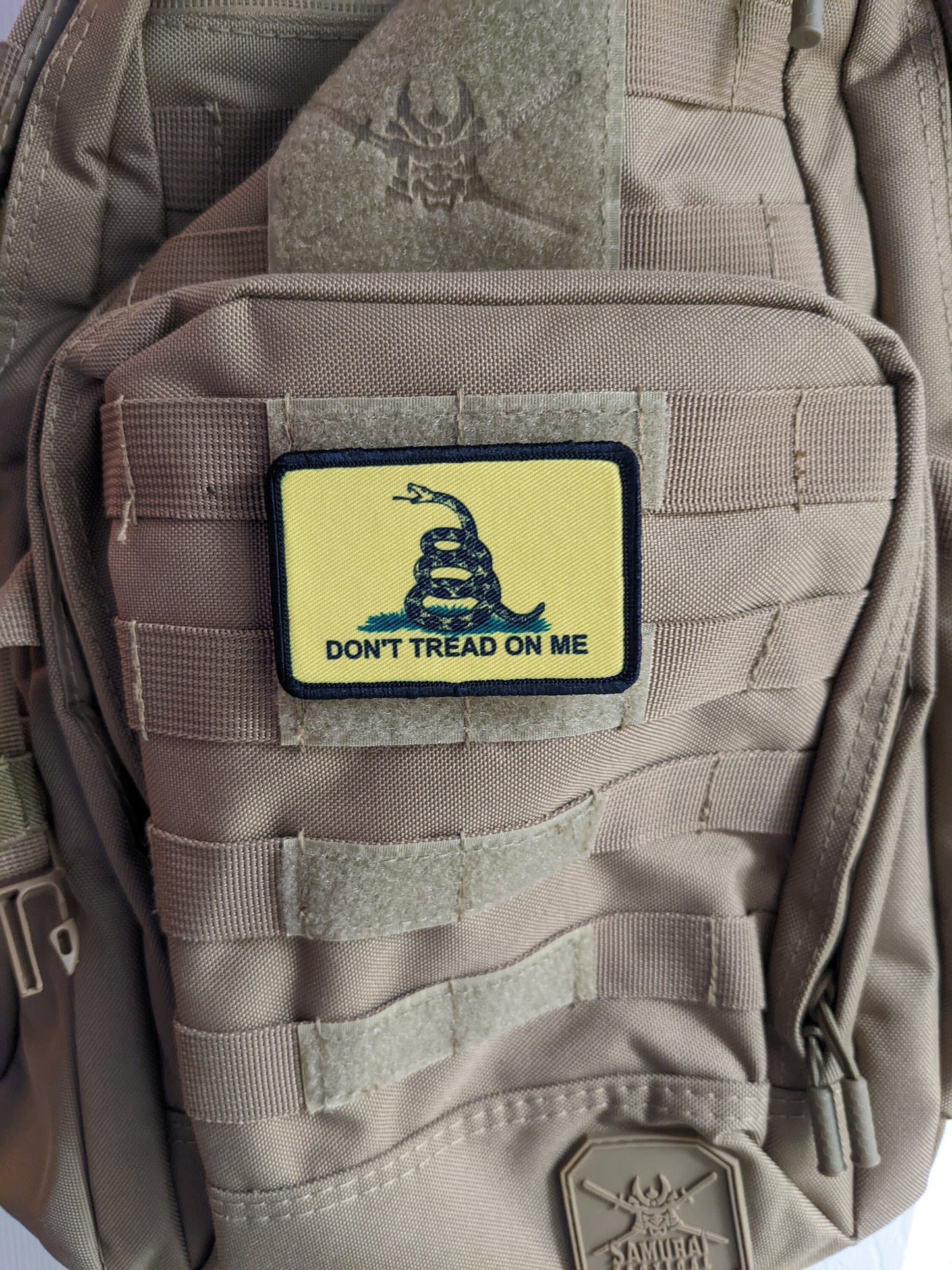 Gadsden flag don't tread on me 2"x3" morale patch with hook and loop backing