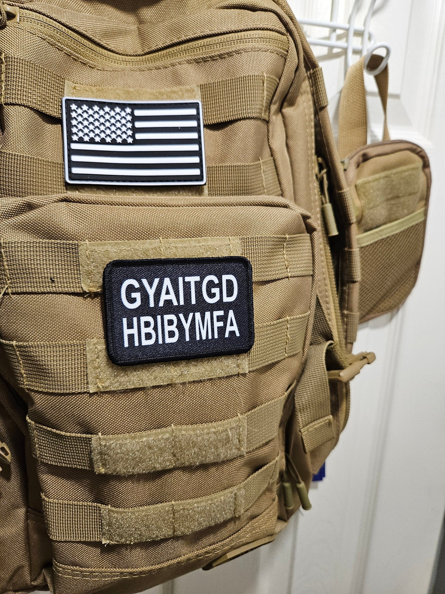 GYAITGDHBIBYMFA meme 2"x3" removable morale patch with hook and loop backing