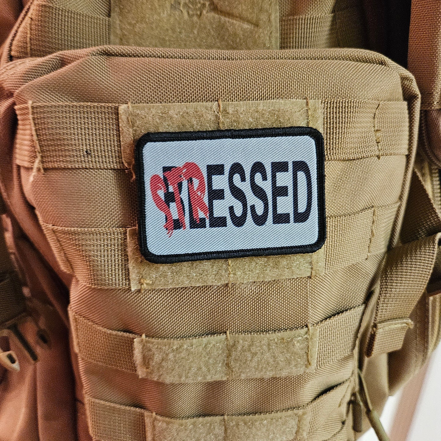 Too stressed to be blessed meme funny  2"x3" morale patch with hook and loop backing