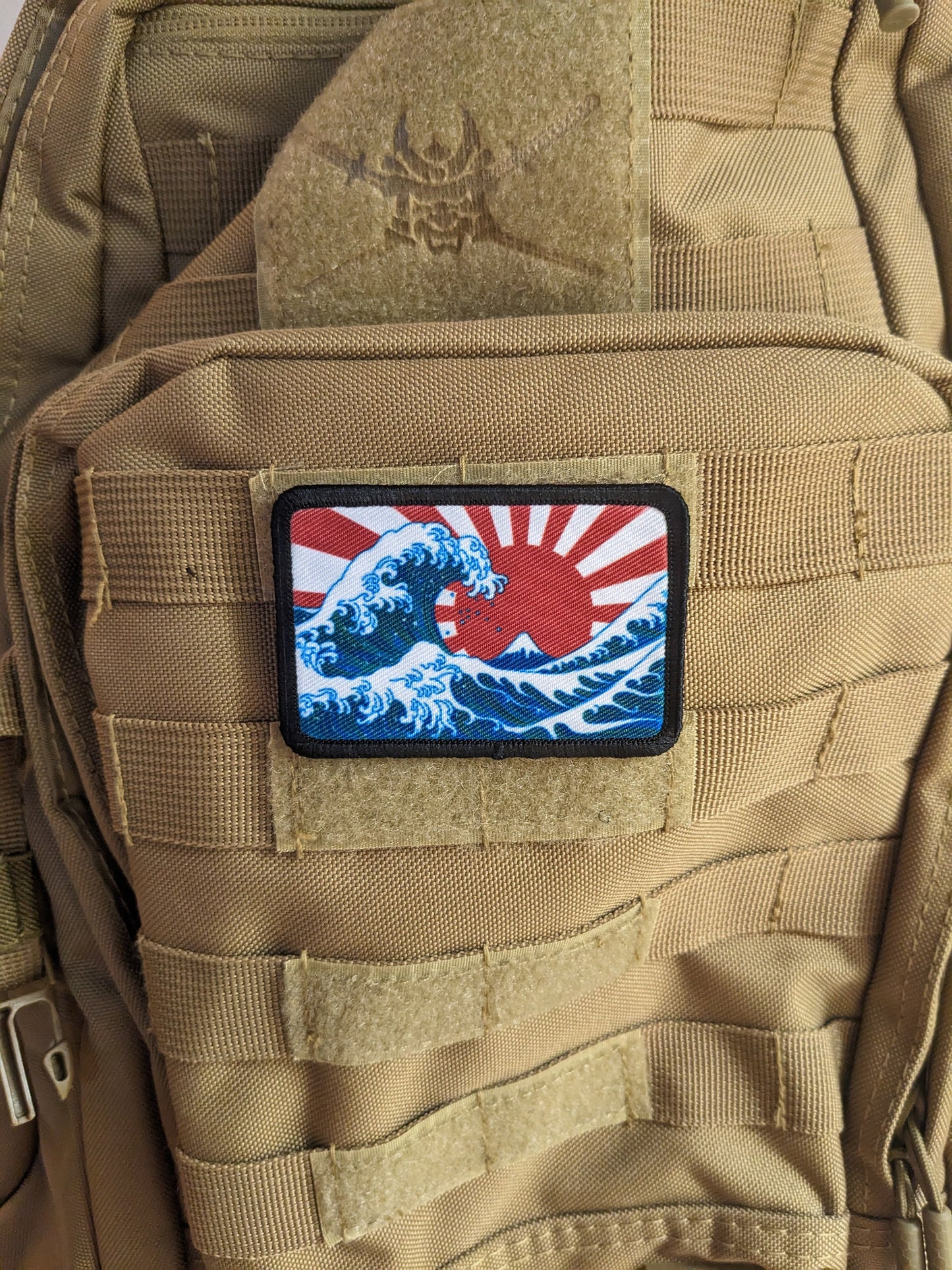The Great Wave off Kanagawa Japanese 19th century art 2"x3" morale patch with hook and loop backing
