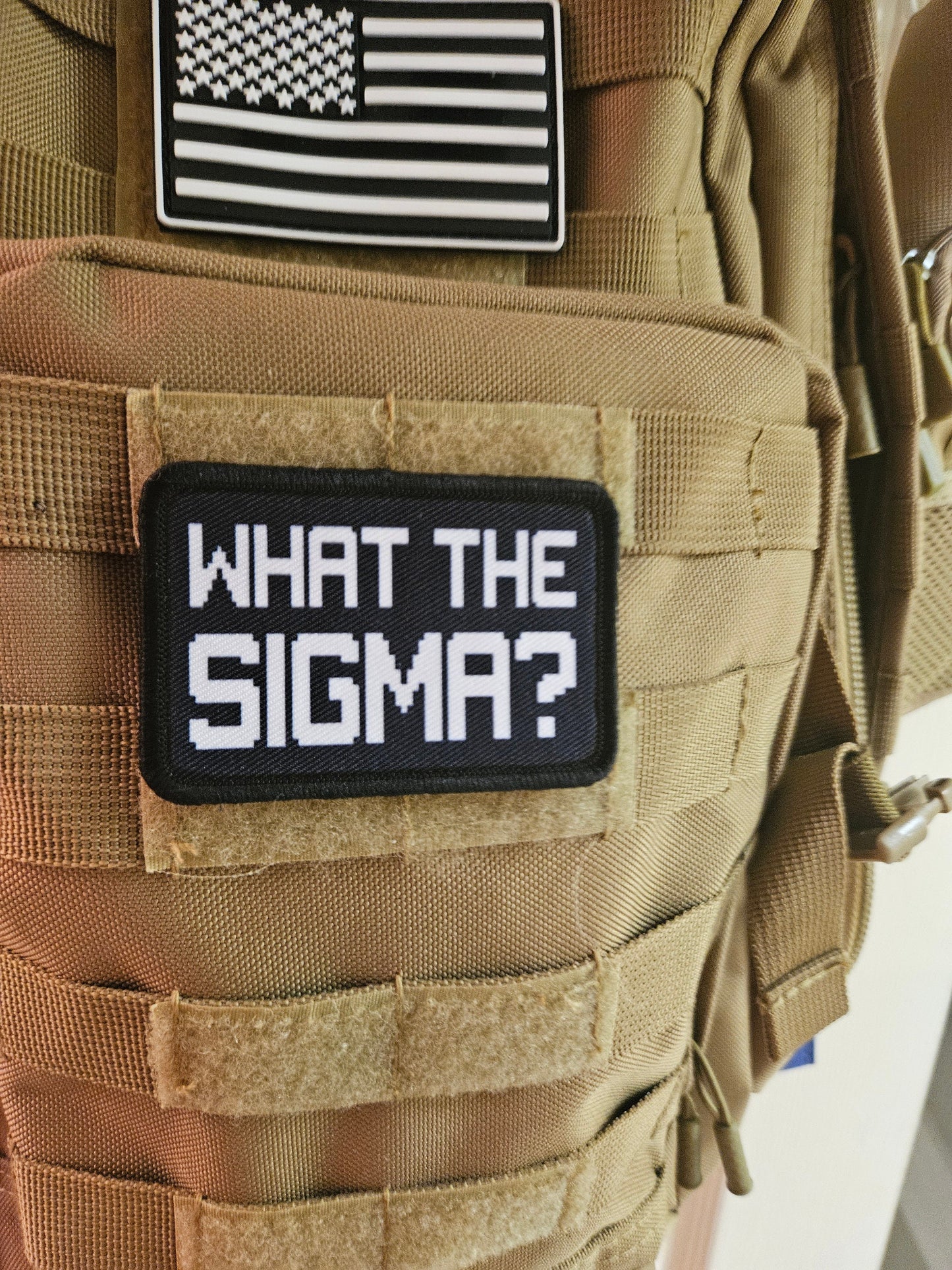 What the sigma meme  2"x3" morale patch with hook and loop backing