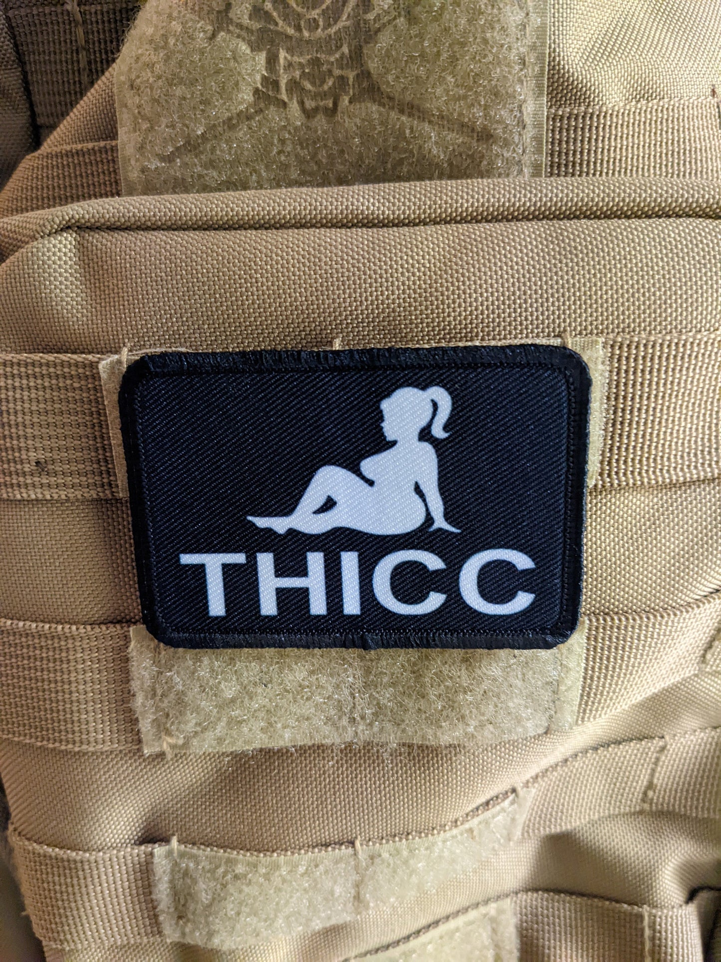 Thicc girls sexy meme funny  2"x3" morale patch with hook and loop backing