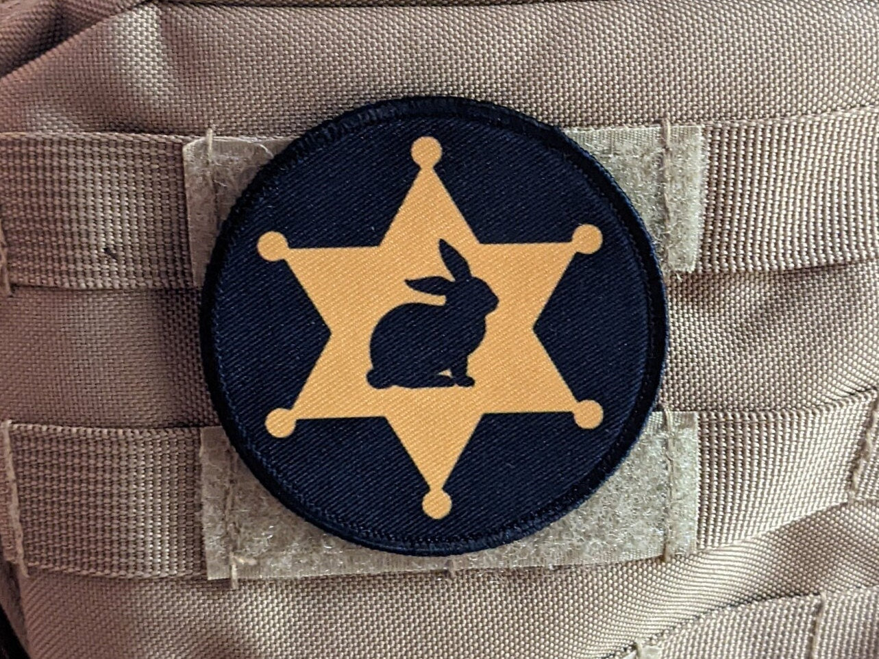 Badge bunny police wife girlfriend type 3  3" circle morale patch with hook and loop backing