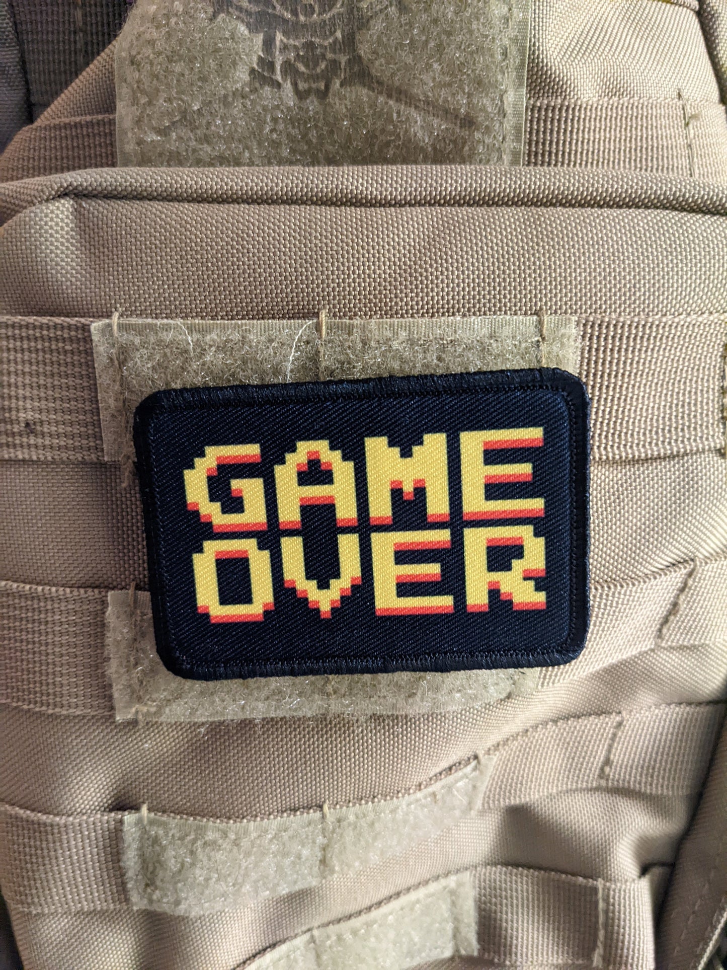 Game over 8 bit funny gaming  2"x3" removable morale patch with hook and loop backing