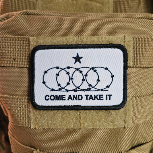 come take it razor wire meme flag 2nd amendment removable patch 2"x3" morale patch with hook and loop backing