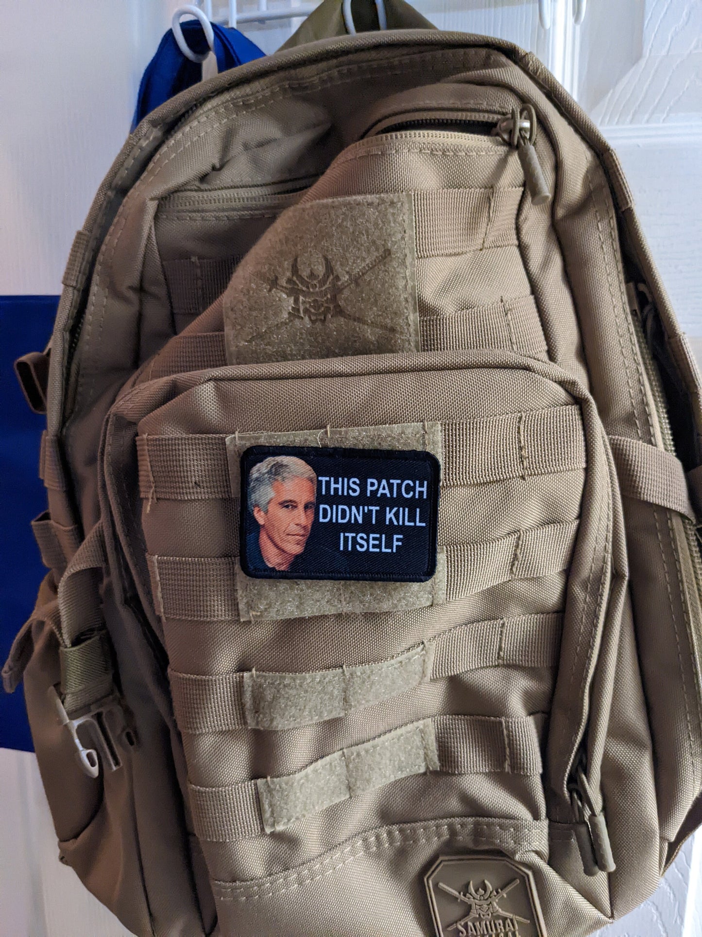 Epstein didn't kill himself this patch didn't kill itself meme 2"x3" morale patch with hook and loop backing