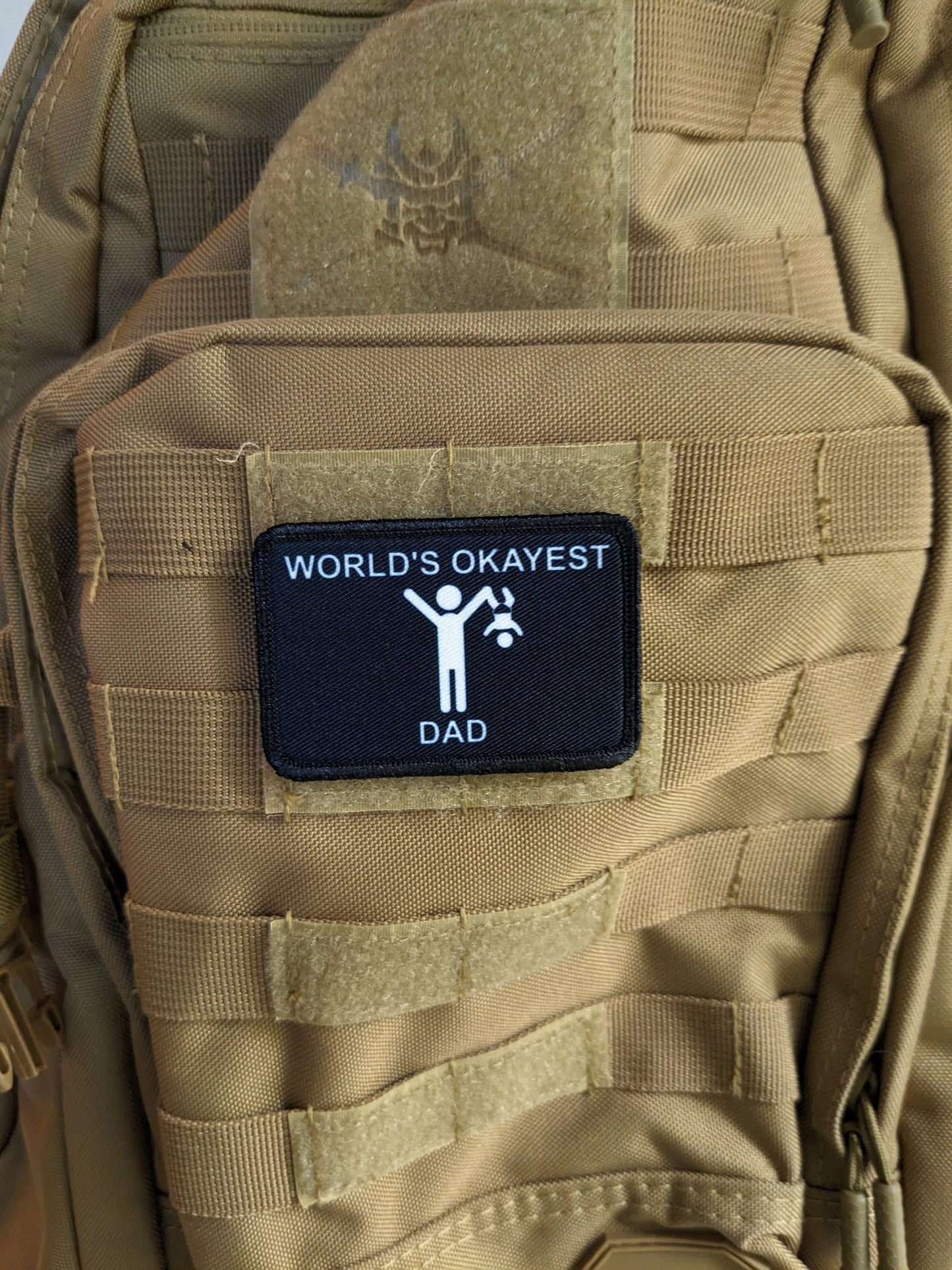 World's Okayest dad funny meme 2"x3" morale patch with hook and loop backing father's day edc
