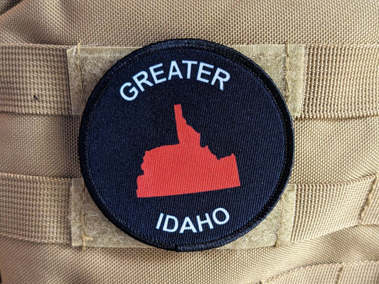 Greater Idaho 3" circle morale patch with hook and loop backing