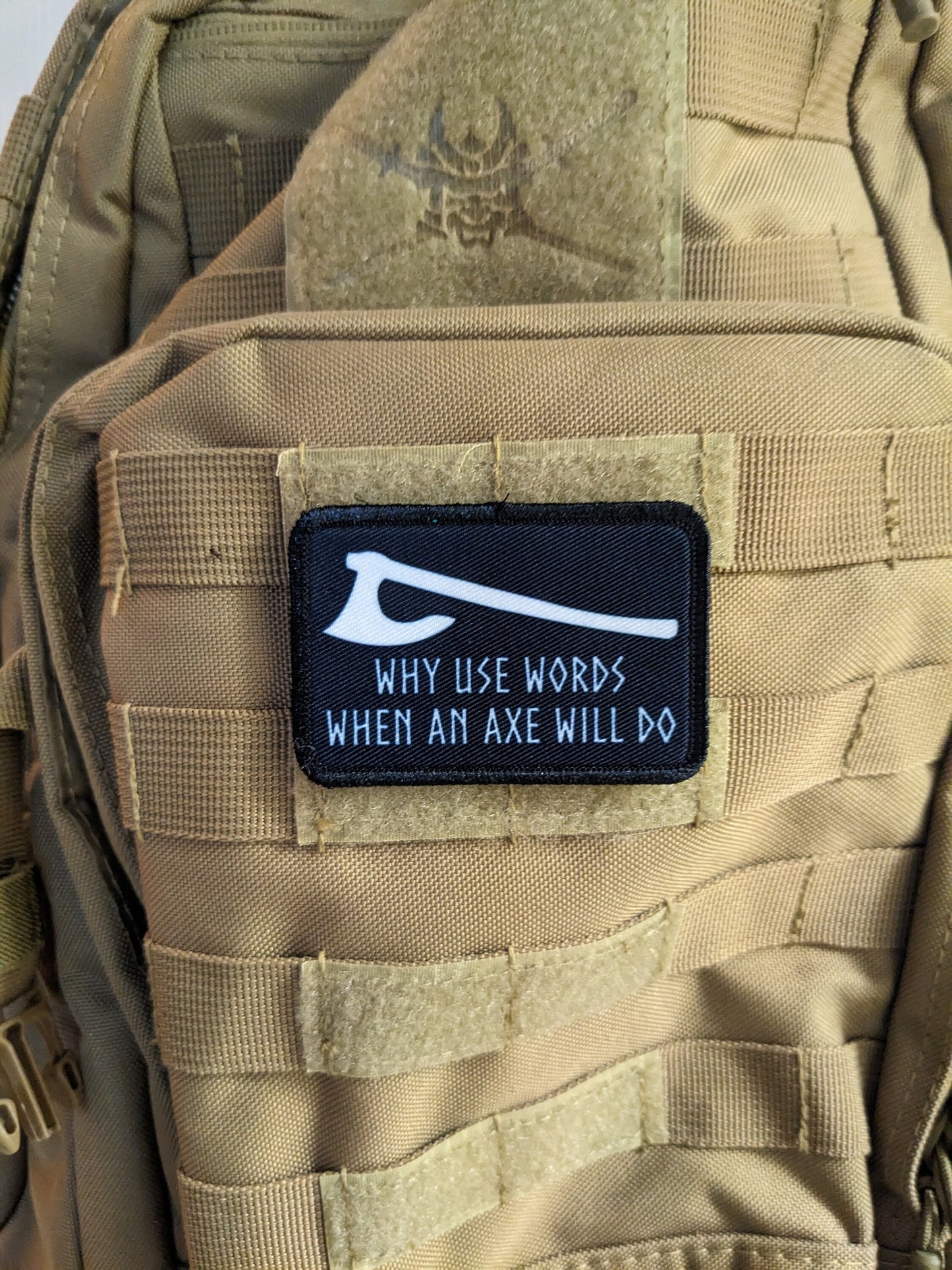 Why use words when an axe will do Viking Norse 2"x3" morale patch with hook and loop backing