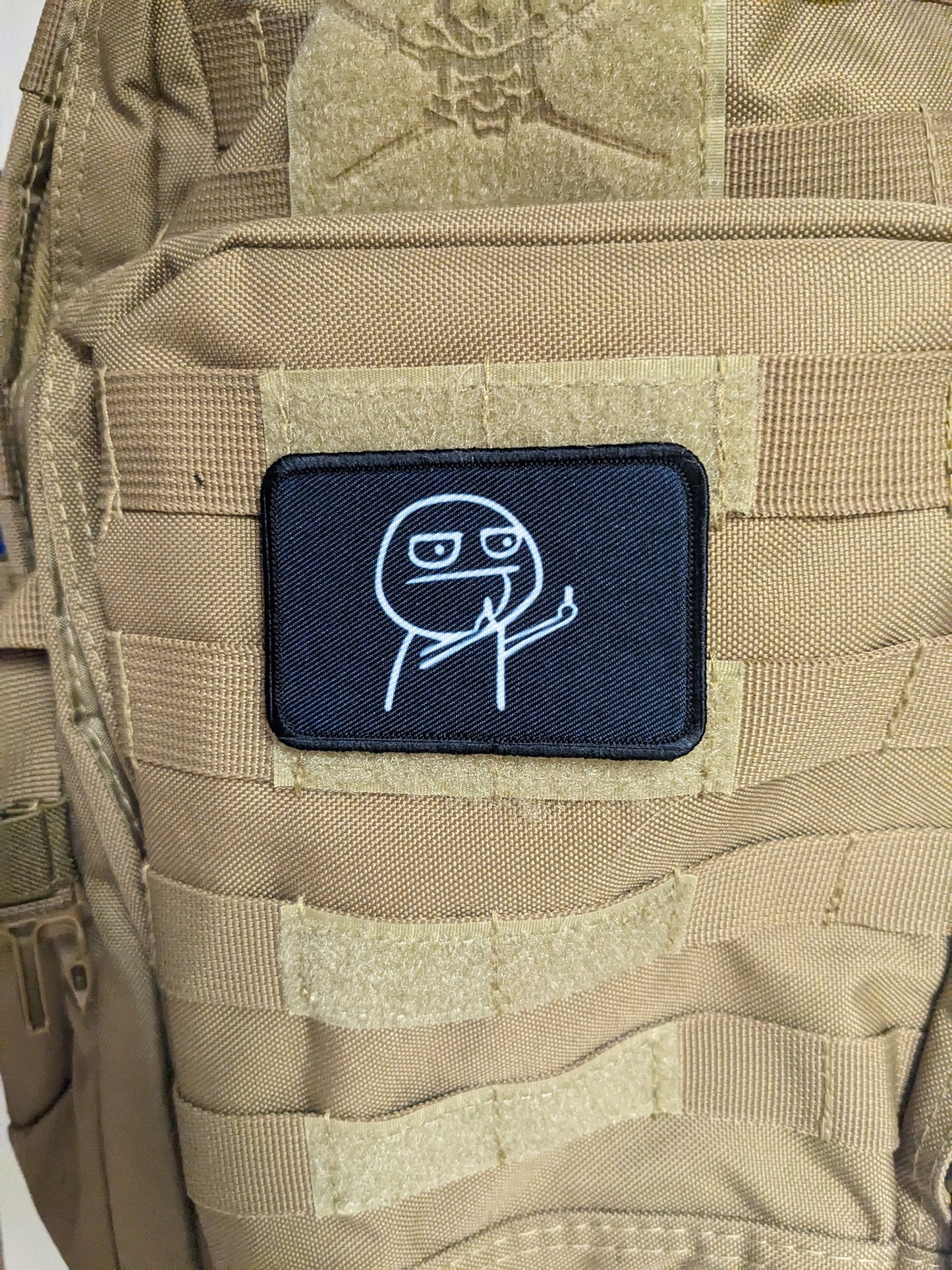 Double middle finger guy meme  2"x3" morale patch with hook and loop backing