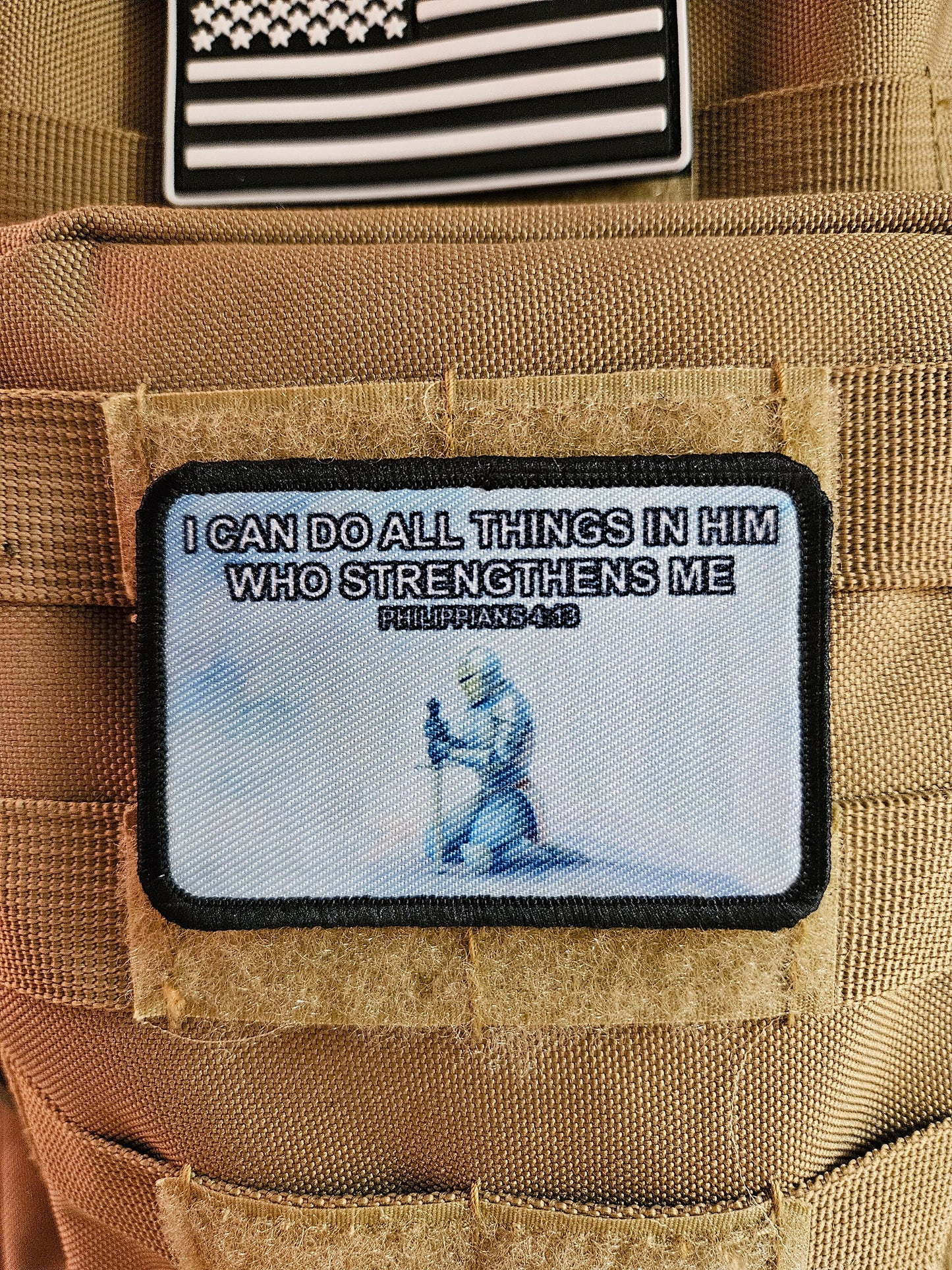I can do all things Philippians 4:13 bible verse  2"x3" morale patch with hook and loop backing