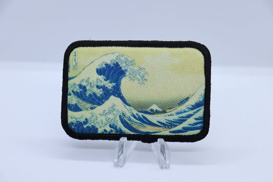 The Great Wave off Kanagawa Japanese 19th century art 2"x3" morale patch with hook and loop backing