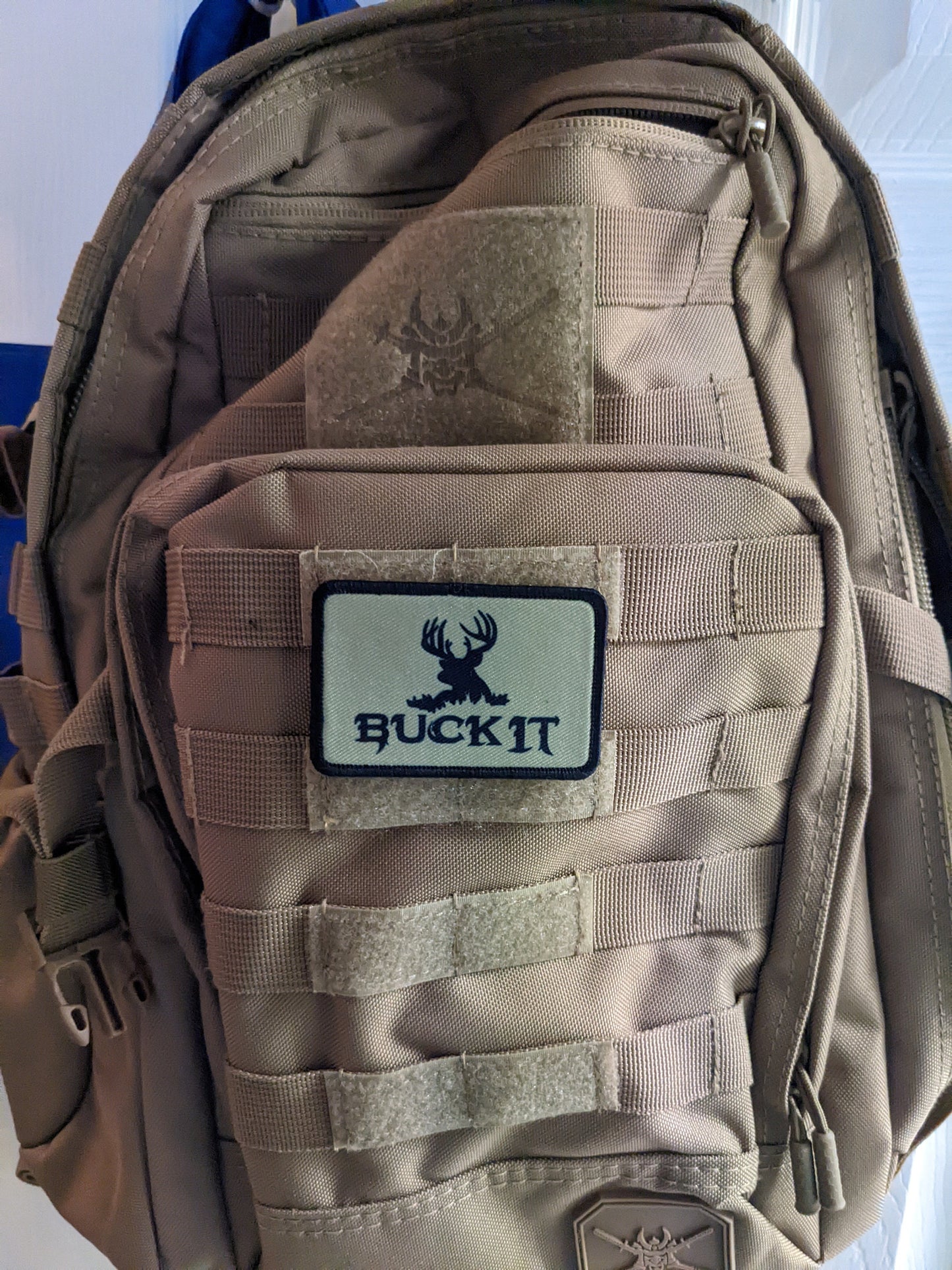 BUCK IT deer hunting funny joke patch 2"x3" morale patch with hook and loop backing