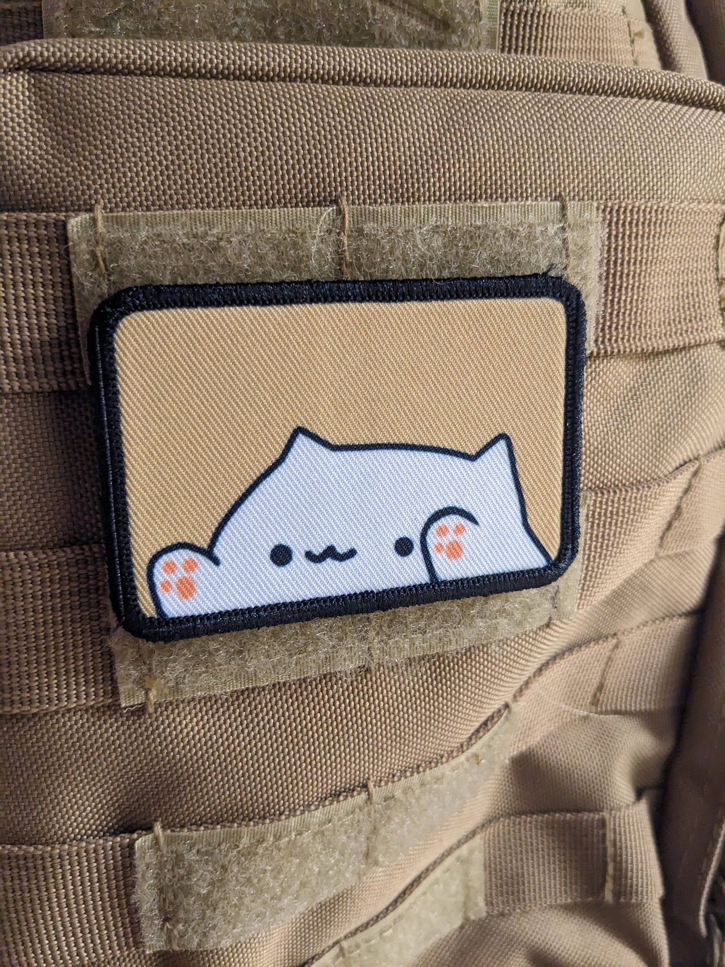 Bongo fat cat meme 2"x3"  removable morale patch with hook and loop backing