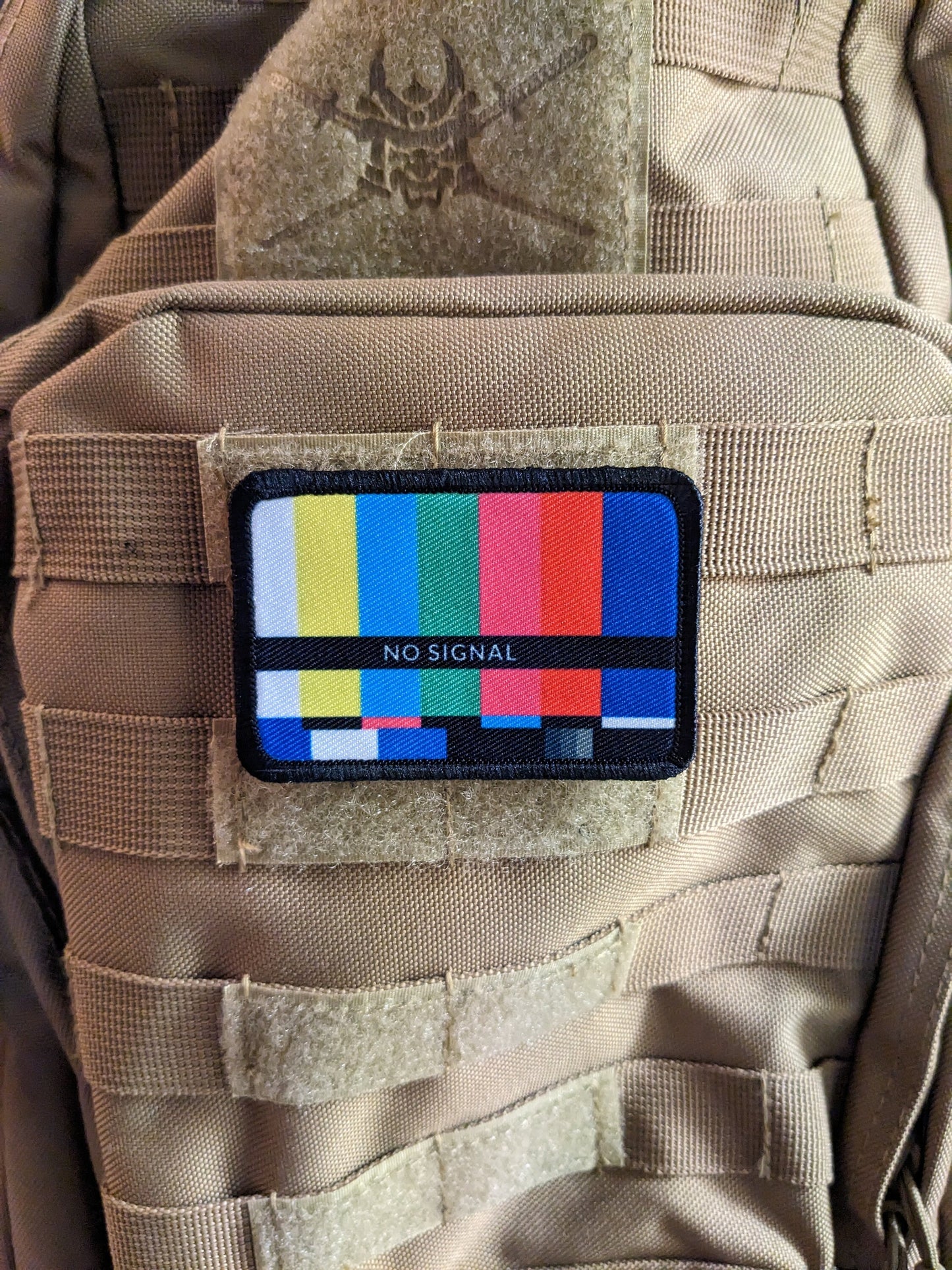 No signal late night tv joke meme  2"x3" morale patch with hook and loop backing