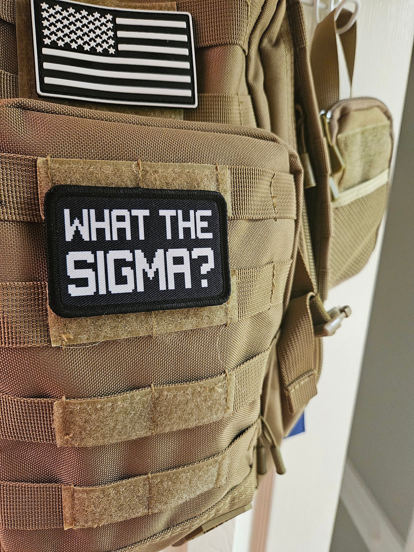 What the sigma meme  2"x3" morale patch with hook and loop backing