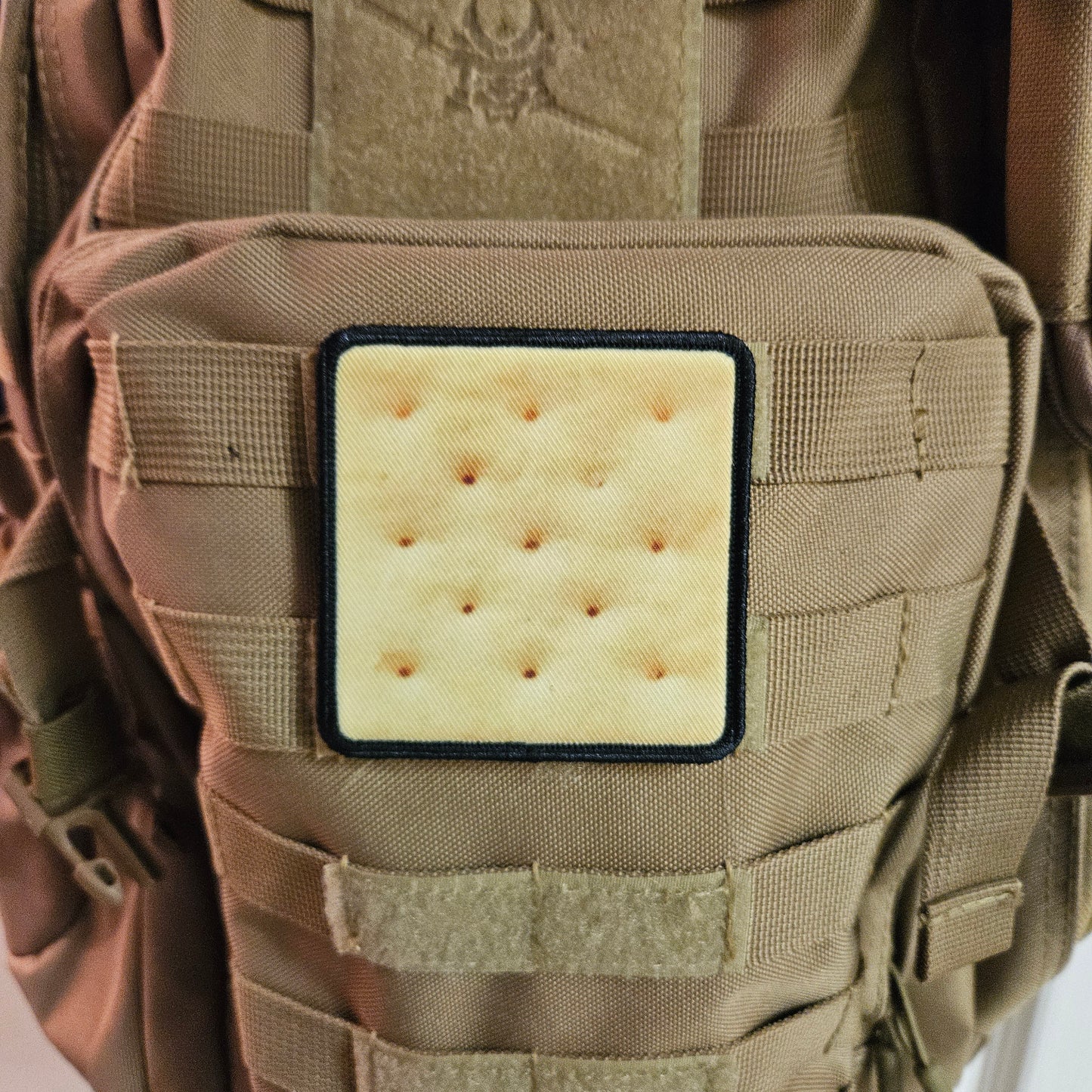 Saltine cracker enthusiasts Morale patch 3x3" square patch  with hook and loop backing