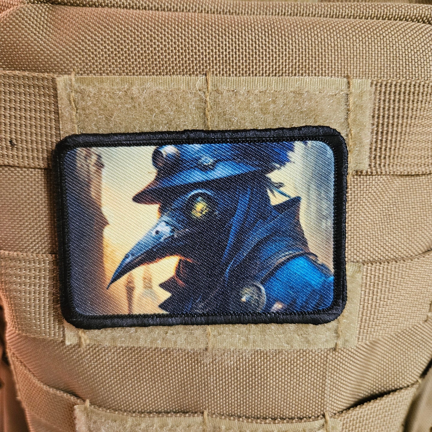 Steampunk plague doctor goth artistic  2"x3" morale patch with hook and loop backing