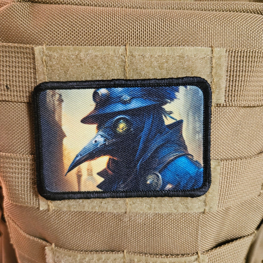 Steampunk plague doctor goth artistic  2"x3" morale patch with hook and loop backing