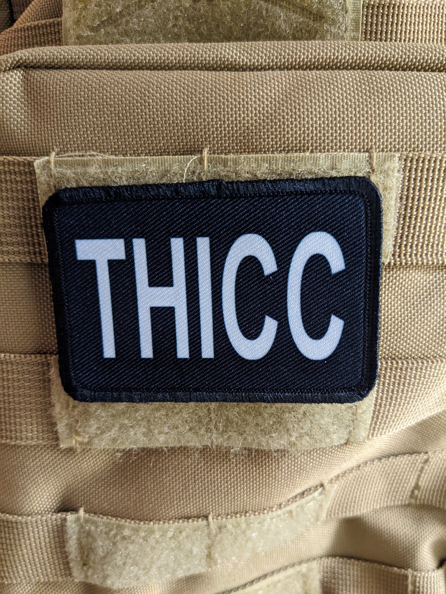 Thicc girls sexy meme funny  text 2"x3" morale patch with hook and loop backing