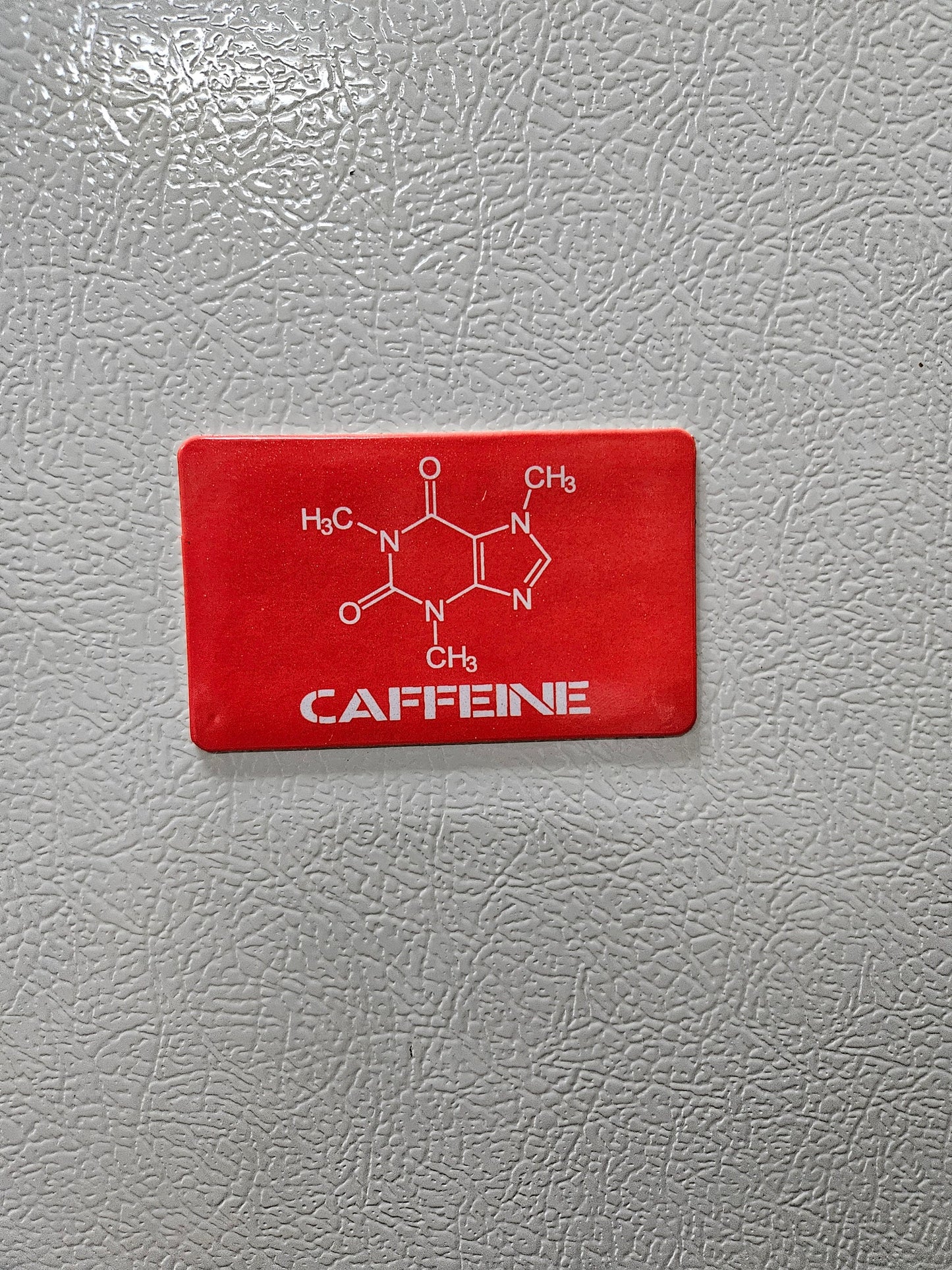 Caffeine molecule coffee enthusiast fridge magnet x3.  2x3.5" dimensions
