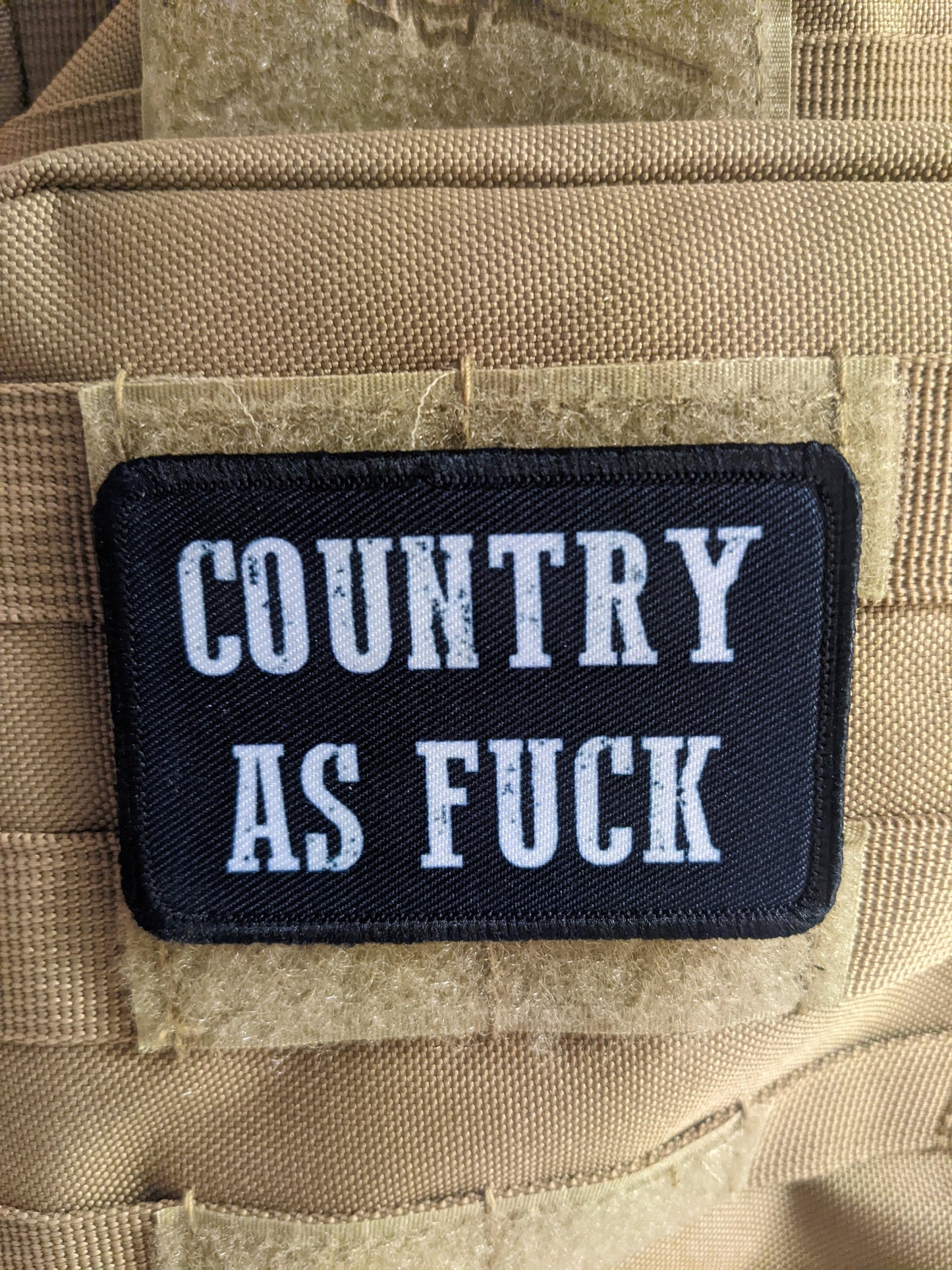 Country as fuck 2"x3" morale patch with hook and loop backing