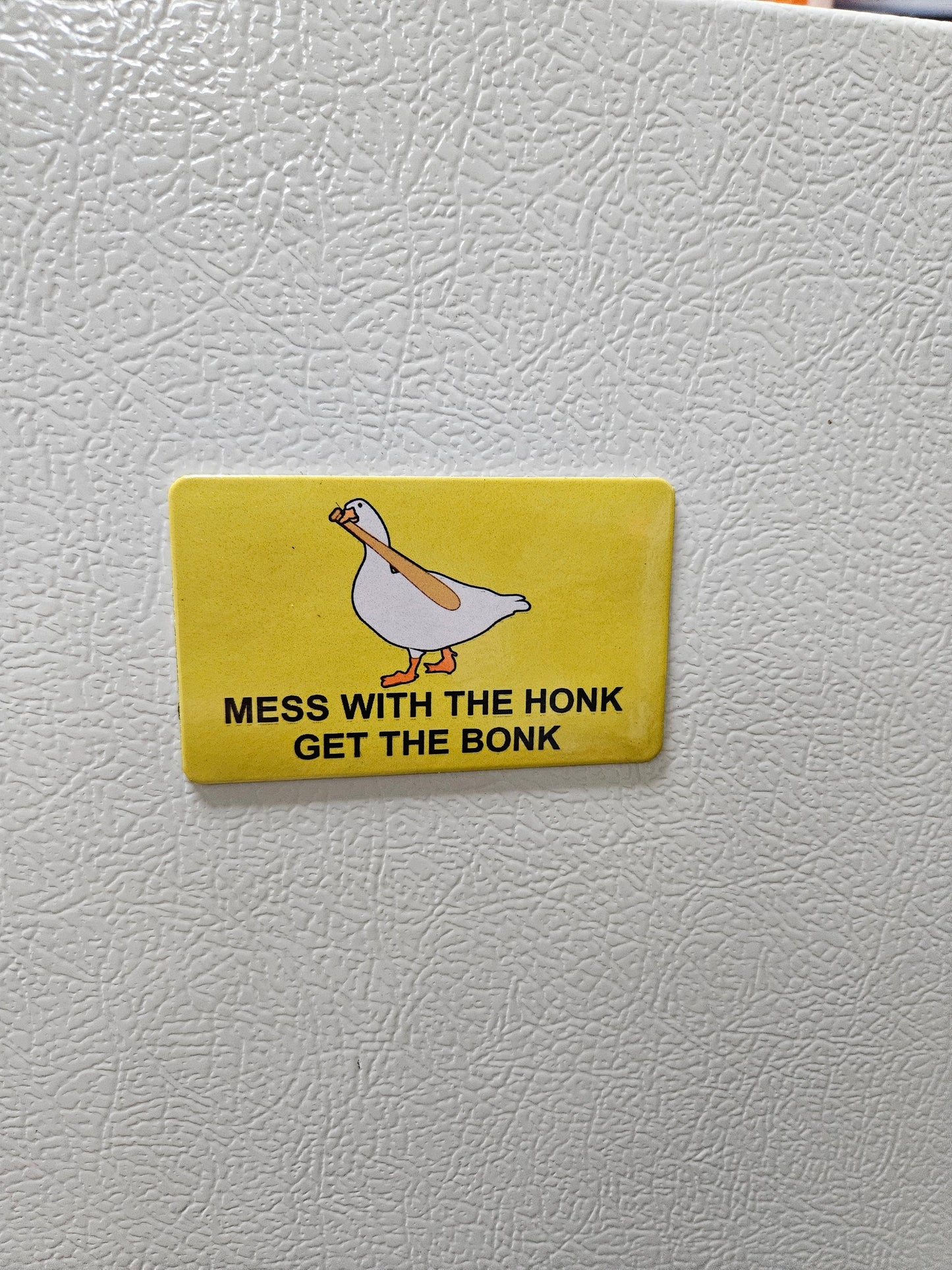 Funny mess with the honk get the bonk Gadsden flag parody fridge magnet x3.   2x3.5" dimensions