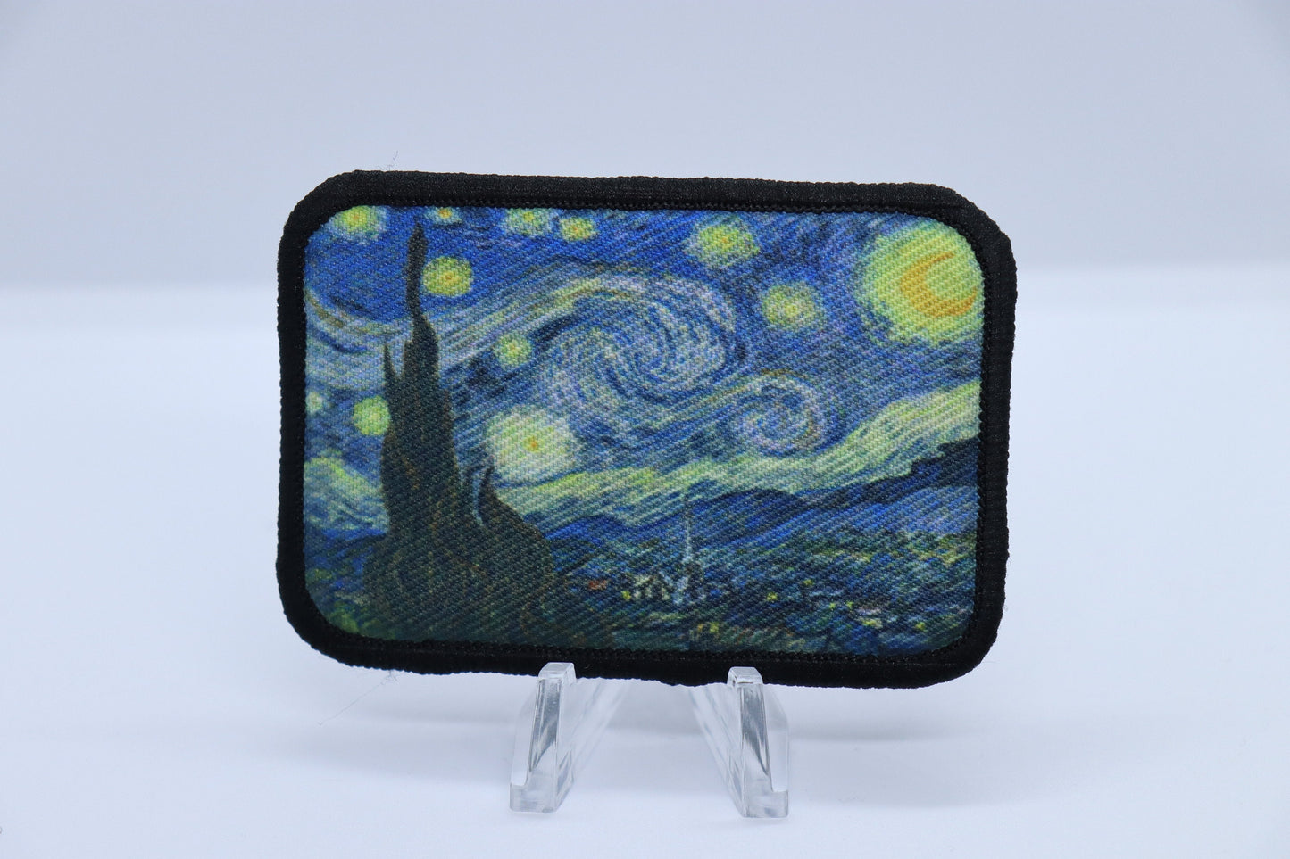 The Starry Night Vincent van Gogh  2"x3" morale patch with hook and loop backing