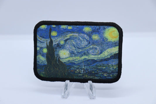 The Starry Night Vincent van Gogh  2"x3" morale patch with hook and loop backing