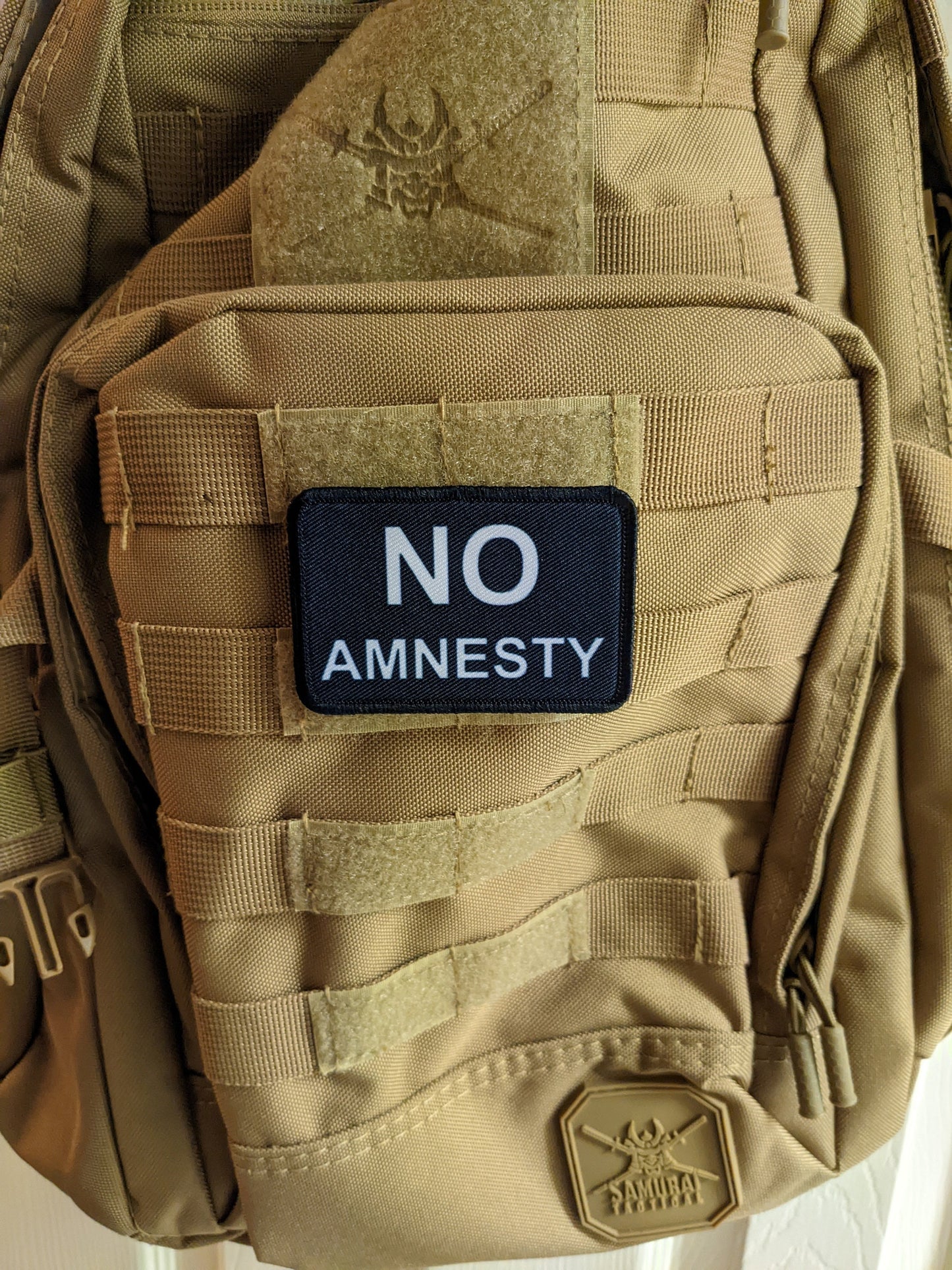 No amnesty we will not forget lockdowns  2"x3" morale patch with hook and loop backing military joke meme