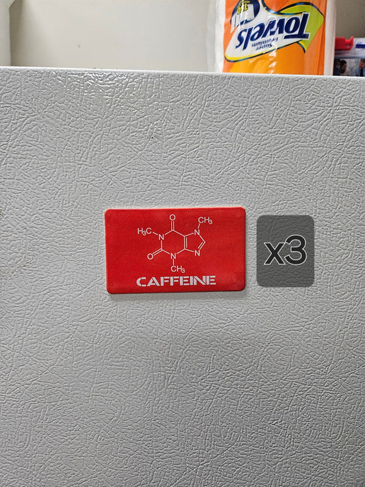 Caffeine molecule coffee enthusiast fridge magnet x3.  2x3.5" dimensions
