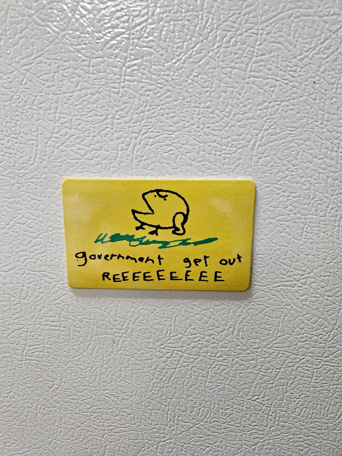 Lot of three Government get out reeeee Gadsden flag parody fridge magnet x3.   2x3.5" dimensions