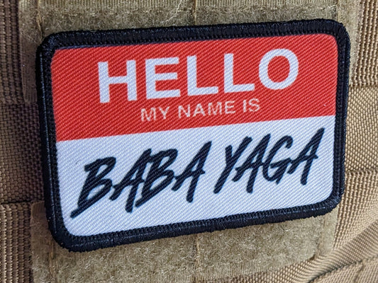 Baba Yaga name tag  2"x3" morale patch with hook and loop backing