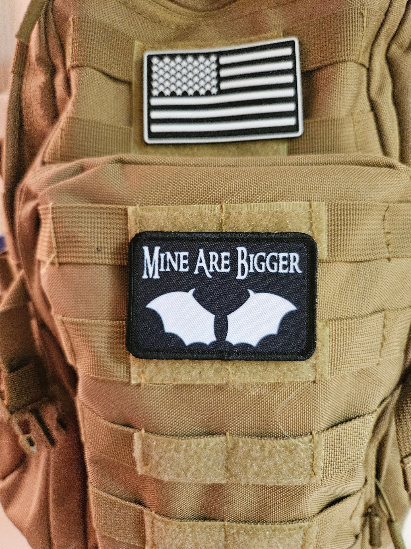 Mine are bigger bat wings fae fairy fantasy meme 2"x3" morale patch with hook and loop backing