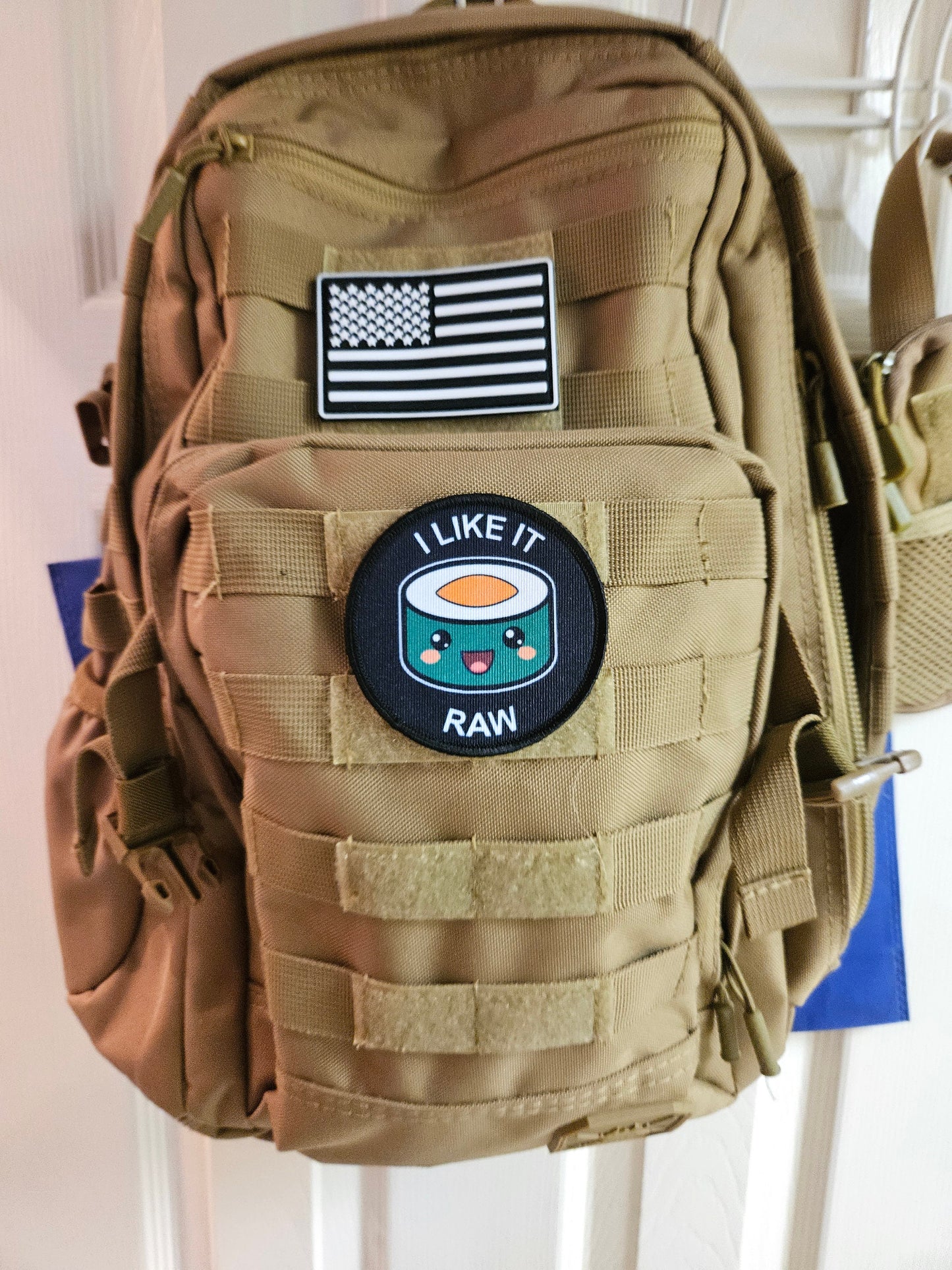 I like is raw sushi lover maki meme 3" circle removable morale patch with hook and loop backing