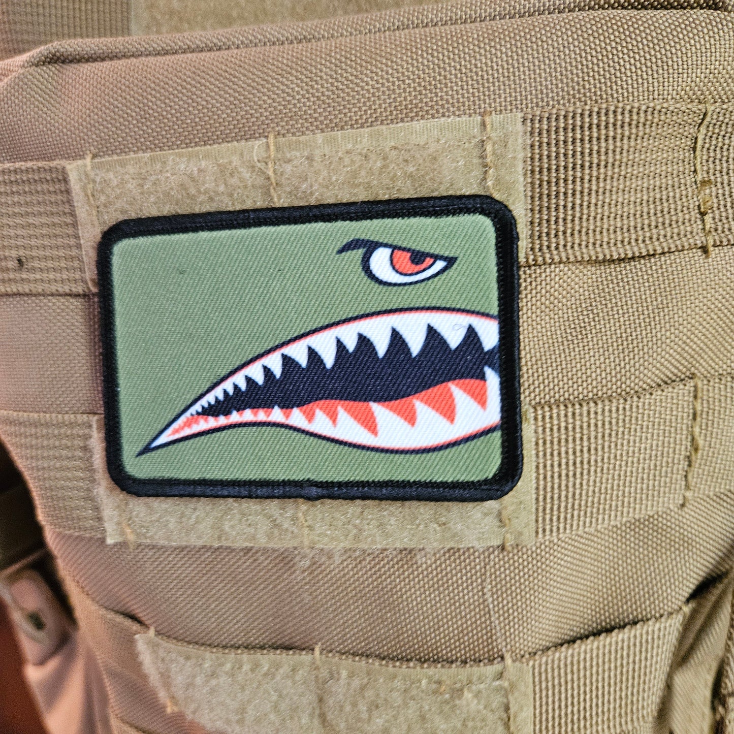 Flying tiger shark teeth army navy marines air force 2"x3" morale patch with hook and loop for hat