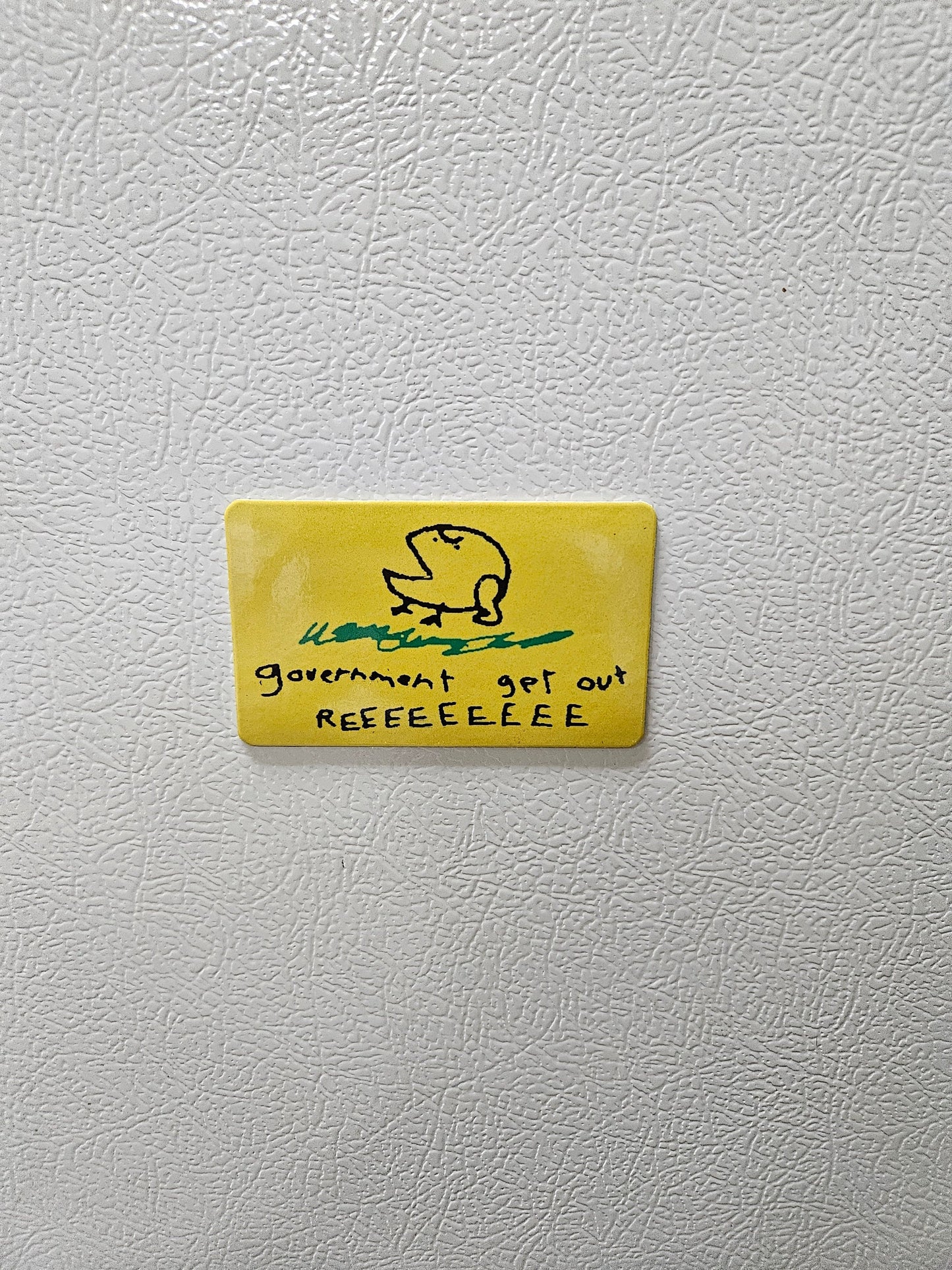 Lot of three Government get out reeeee Gadsden flag parody fridge magnet x3.   2x3.5" dimensions